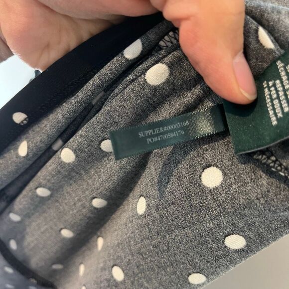 Lauren Ralph Lauren Black and White Polka dot faux wrap v neck dress size 14 - Picture 6 of 8